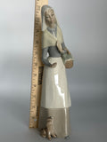 Vintage Lladro Shepherdess Girl with Dog and Basket Porcelain Figurine (#1034)