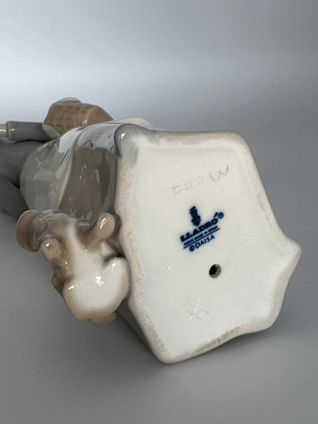 Vintage Lladro Shepherdess Girl with Dog and Basket Porcelain Figurine (#1034)