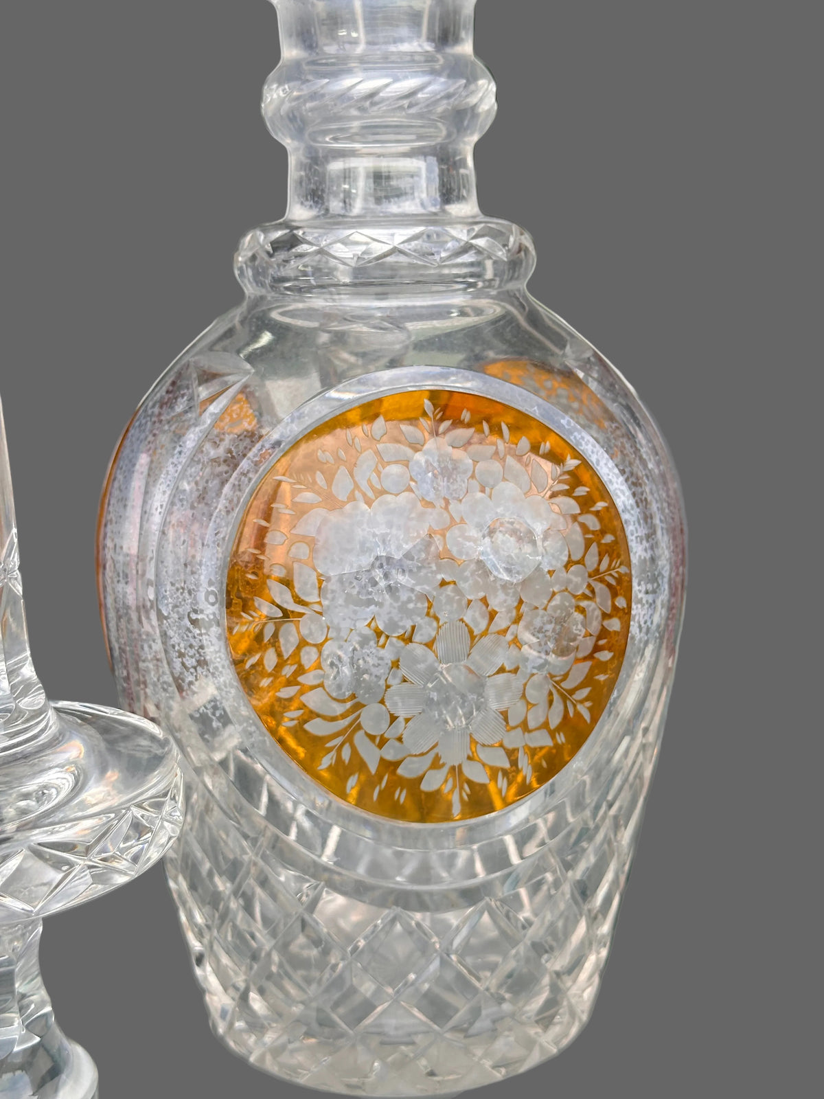 Vintage Austrian Etched Crystal Decanters
