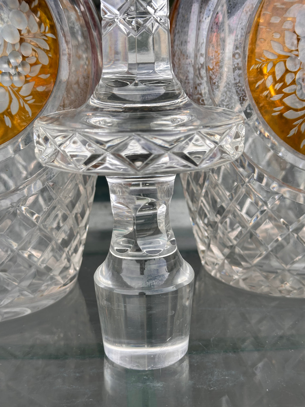 Vintage Austrian Etched Crystal Decanters