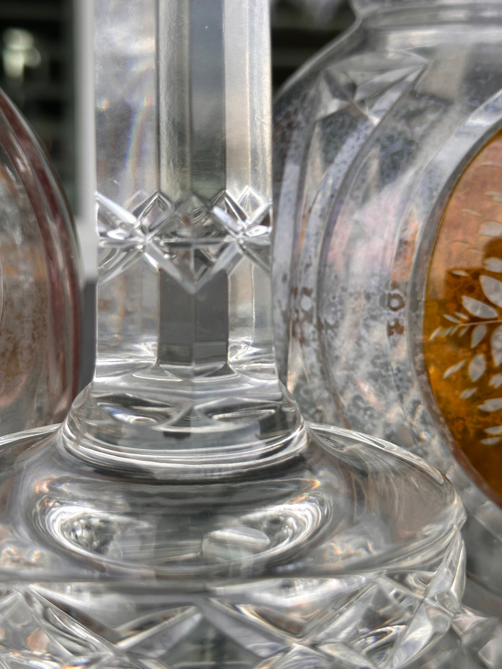 Vintage Austrian Etched Crystal Decanters