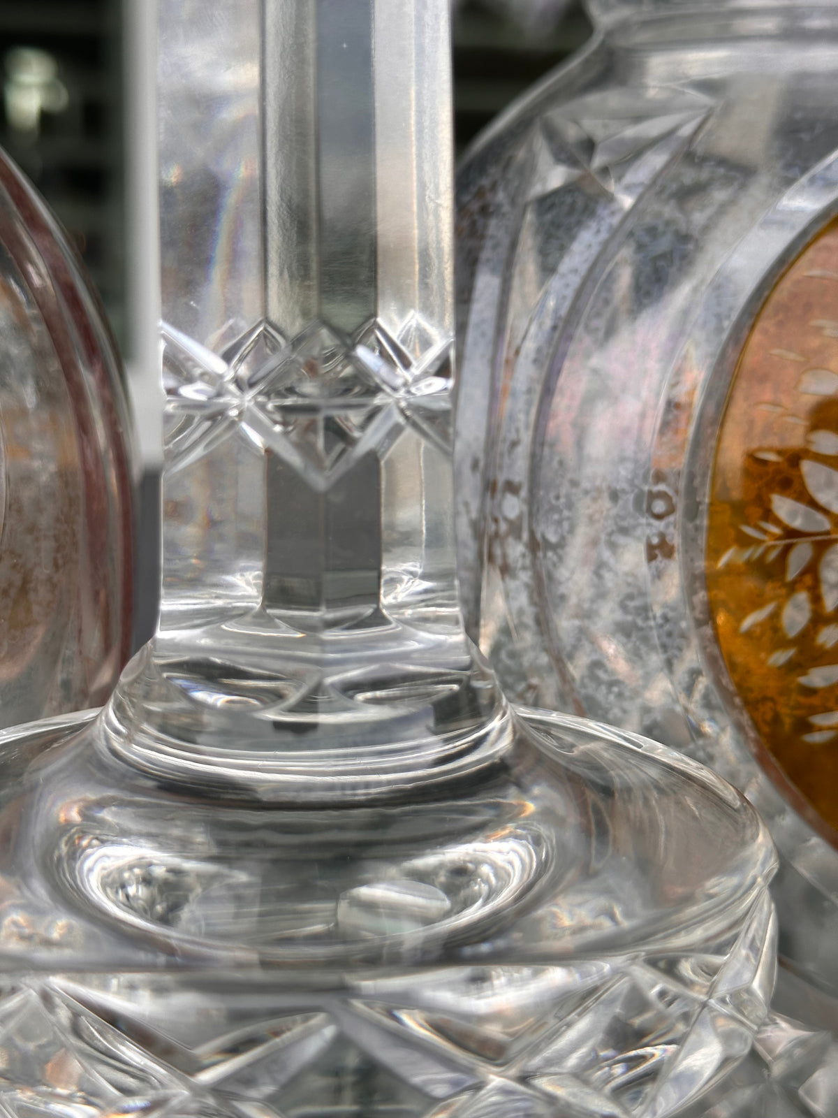 Vintage Austrian Etched Crystal Decanters